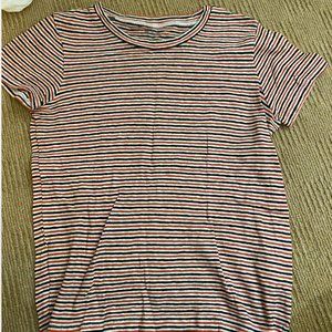 Madewell Orange White and Blue Short Sleeve Tee NWOT